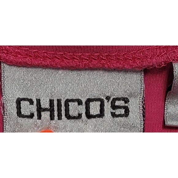 Chico's Pink V Neck Short Capped Sleeves Top 2 Large 12 14 Lightweight Soft - Picture 3 of 6